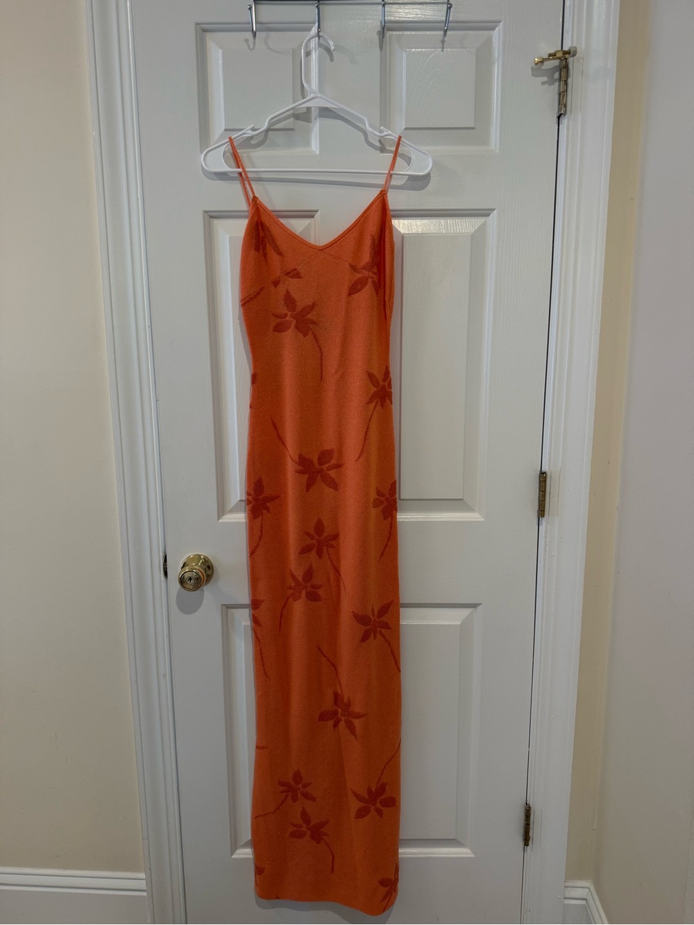 White Fox Boutique Orange Floral Slip Maxi Dress